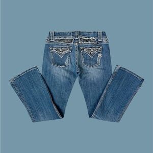 Miss Me Size 30 Blue Jeans Designer JP4221R Embellished Rhinestone 32x32 Bootcut